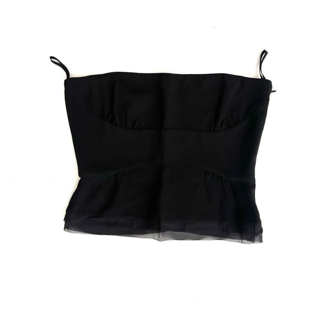 PRADA Vintage Fall/Winter 2000 Black Bustier Crop Corset Top Sz 44/M